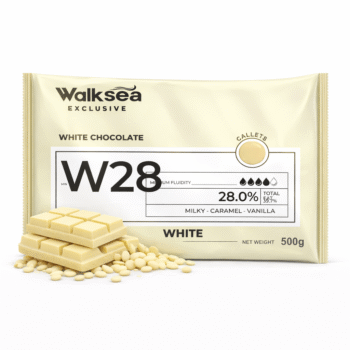 28% White Couverture Chocolate Front